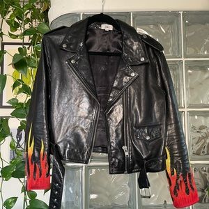 LPA Leather Jacket with Fire Embroidery